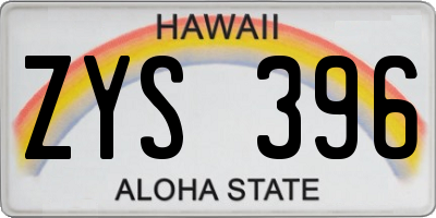 HI license plate ZYS396