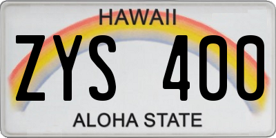 HI license plate ZYS400