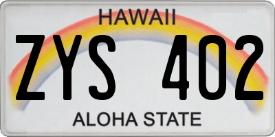 HI license plate ZYS402