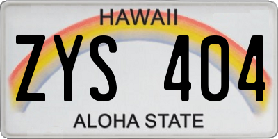 HI license plate ZYS404