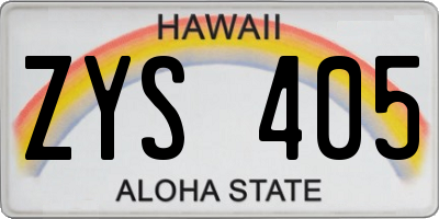 HI license plate ZYS405