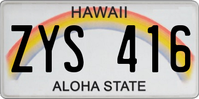 HI license plate ZYS416