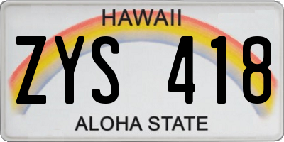 HI license plate ZYS418