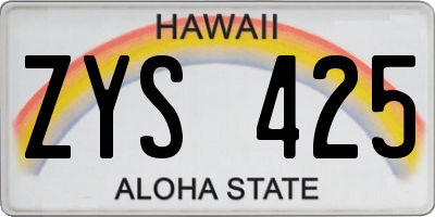 HI license plate ZYS425