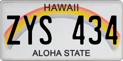 HI license plate ZYS434