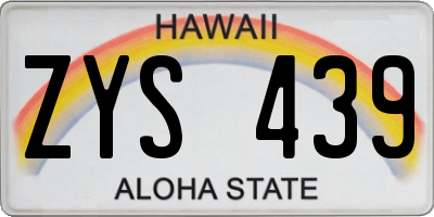 HI license plate ZYS439