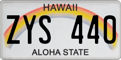 HI license plate ZYS440