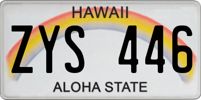HI license plate ZYS446