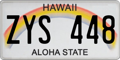 HI license plate ZYS448