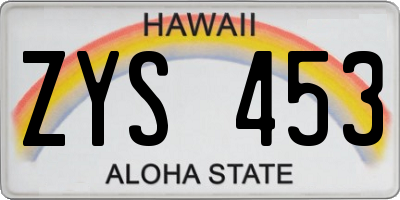 HI license plate ZYS453