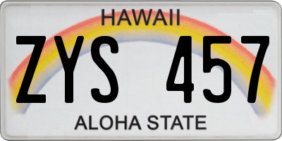 HI license plate ZYS457