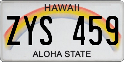HI license plate ZYS459