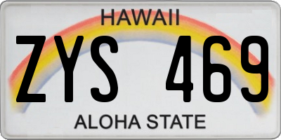 HI license plate ZYS469