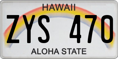 HI license plate ZYS470