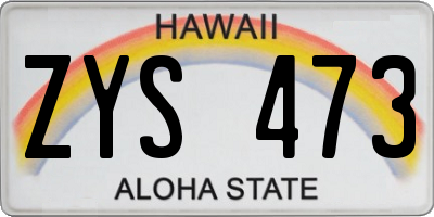 HI license plate ZYS473