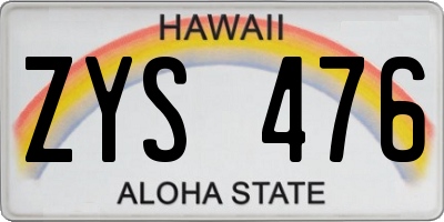 HI license plate ZYS476