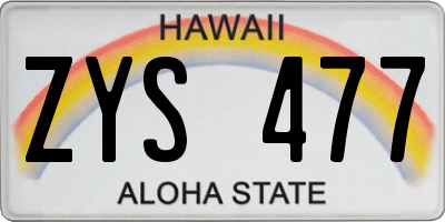 HI license plate ZYS477
