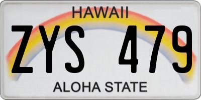 HI license plate ZYS479