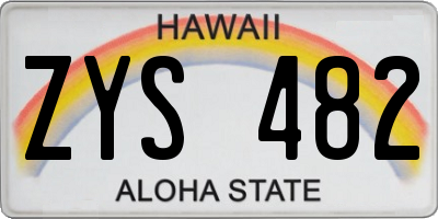 HI license plate ZYS482