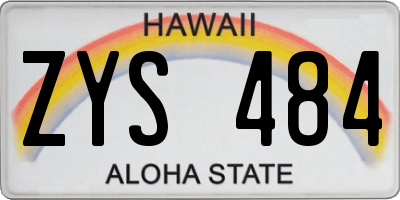 HI license plate ZYS484