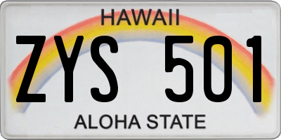 HI license plate ZYS501