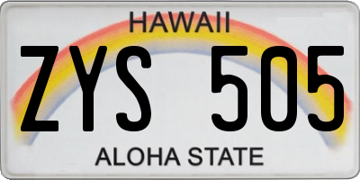 HI license plate ZYS505