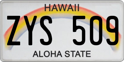 HI license plate ZYS509