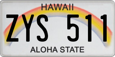HI license plate ZYS511