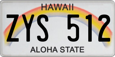 HI license plate ZYS512