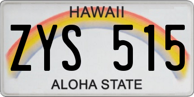 HI license plate ZYS515