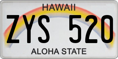 HI license plate ZYS520
