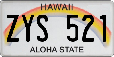 HI license plate ZYS521