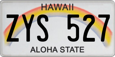 HI license plate ZYS527