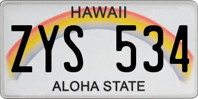 HI license plate ZYS534