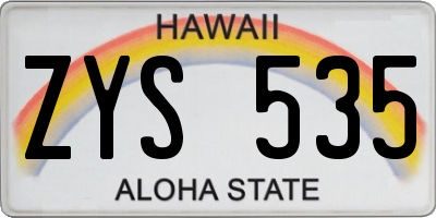 HI license plate ZYS535