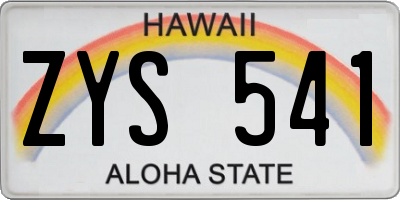 HI license plate ZYS541