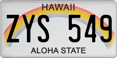 HI license plate ZYS549