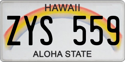 HI license plate ZYS559