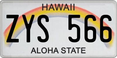 HI license plate ZYS566