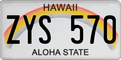 HI license plate ZYS570