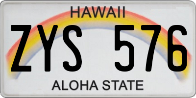 HI license plate ZYS576