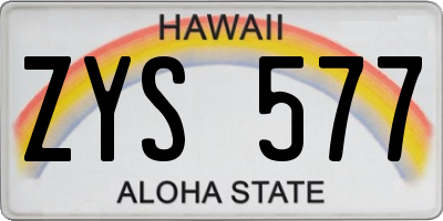 HI license plate ZYS577