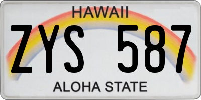 HI license plate ZYS587