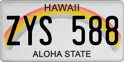 HI license plate ZYS588