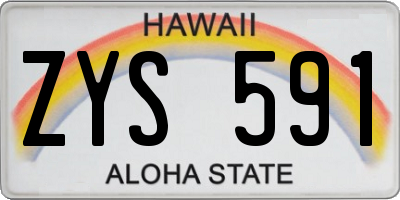 HI license plate ZYS591