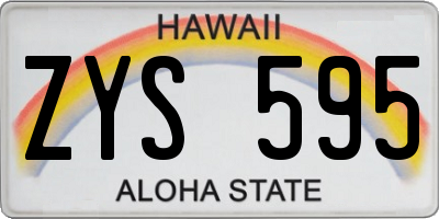 HI license plate ZYS595