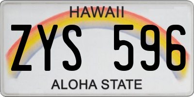 HI license plate ZYS596