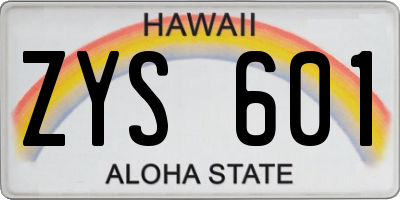 HI license plate ZYS601