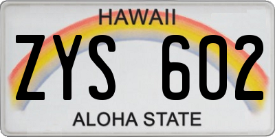 HI license plate ZYS602