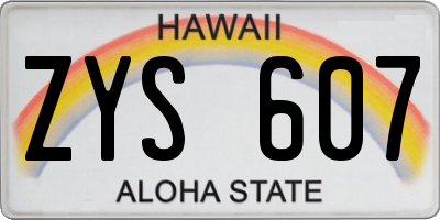 HI license plate ZYS607